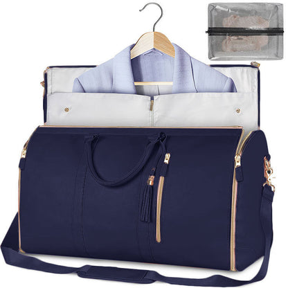 Large Capacity Women's Travel Bag, with Foldable Structure, Waterproof Finish and Exclusive Section for Suits and Delicate Pieces.